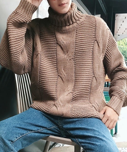 MGV（エムジーヴィー）の「【MGV】ケーブル×ラーベン編みハイネックプルオーバーニット（ニット/セーター・メンズ・ホワイト/ブラック/キャメル・MEDIUM/LARGE/X-LARGE/XX-LARGE）」の18枚目の写真