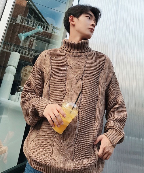 MGV（エムジーヴィー）の「【MGV】ケーブル×ラーベン編みハイネックプルオーバーニット（ニット/セーター・メンズ・ホワイト/ブラック/キャメル・MEDIUM/LARGE/X-LARGE/XX-LARGE）」の11枚目の写真