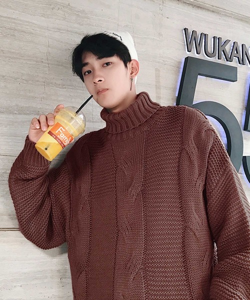 MGV（エムジーヴィー）の「【MGV】ケーブル×ラーベン編みハイネックプルオーバーニット（ニット/セーター・メンズ・ホワイト/ブラック/キャメル・MEDIUM/LARGE/X-LARGE/XX-LARGE）」の19枚目の写真