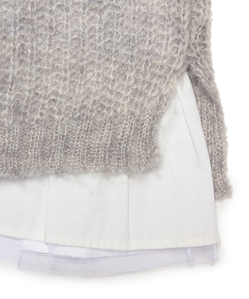 Ray BEAMS（レイビームス）の「Ray BEAMS / モヘヤ ペプラム レイヤープルオーバー（ニット/セーター・レディース・ライトグレー/オフホワイト/ネイビー・ONE SIZE）」の10枚目の写真