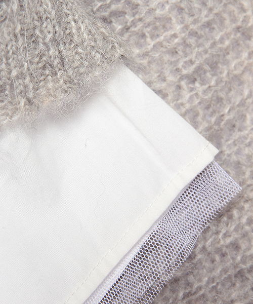 Ray BEAMS（レイビームス）の「Ray BEAMS / モヘヤ ペプラム レイヤープルオーバー（ニット/セーター・レディース・ライトグレー/オフホワイト/ネイビー・ONE SIZE）」の11枚目の写真