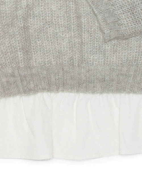 Ray BEAMS（レイビームス）の「Ray BEAMS / モヘヤ ペプラム レイヤープルオーバー（ニット/セーター・レディース・ライトグレー/オフホワイト/ネイビー・ONE SIZE）」の21枚目の写真