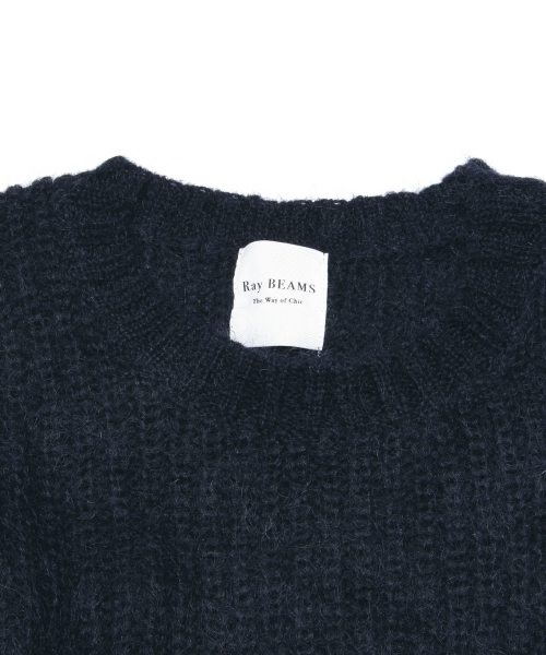 Ray BEAMS（レイビームス）の「Ray BEAMS / モヘヤ ペプラム レイヤープルオーバー（ニット/セーター・レディース・ライトグレー/オフホワイト/ネイビー・ONE SIZE）」の13枚目の写真