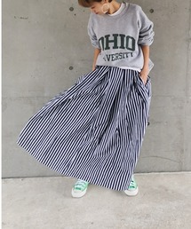 ulu | Striped flare longskirt(スカート)