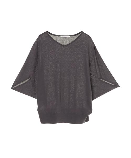 AMERICAN HOLIC（アメリカンホリック）の「ドルマン変形５分袖ニットプルオーバー 〇＊（ニット/セーター・レディース・チャコールグレー/ブラック/モカ/キャメル/グレイッシュベージュ・MEDIUM/LARGE）」の12枚目の写真