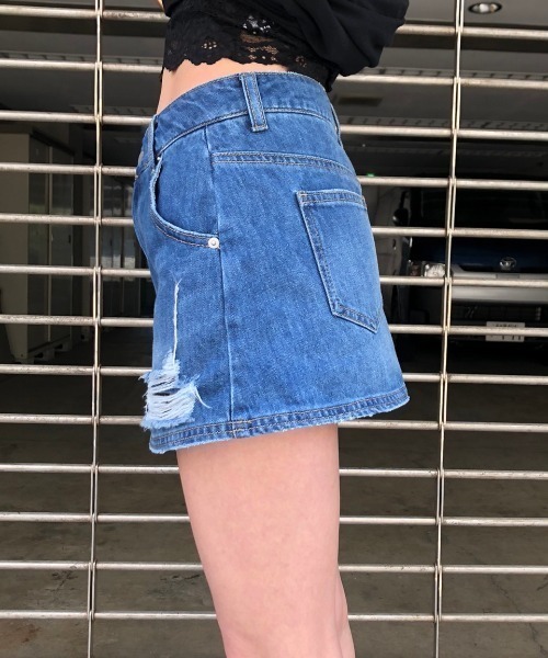 ENVYM（アンビー）の「ブロークンデニムＦＳＫ（デニムスカート・レディース・ネイビー/ブルー・S/M）」の6枚目の写真