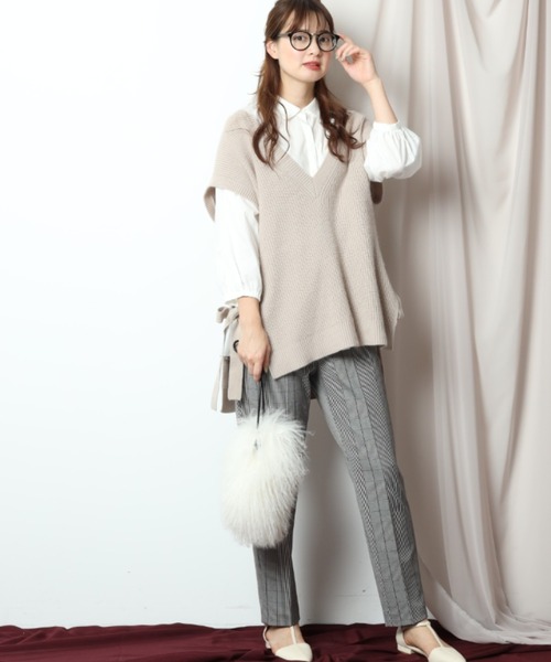 Mystrada ベルト付ハイウエストパンツ マイストラーダ Mystrada ベルト付きハイウエストパンツ