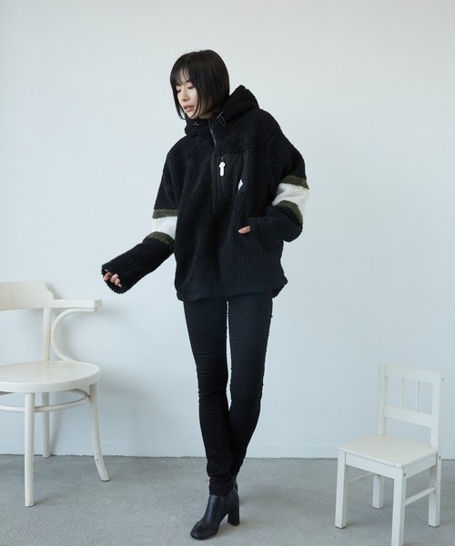 TONE SELECT WEAR(トーンセレクトウェア)の「【TONE MEN'S】ボアZIPパーカー(BL)(ブルゾン・レディース・ホワイト/ブラック/ダークグリーン/ベージュ/ブラック系その他/モカ/カーキ/ライトパープル/キャメル/その他1/その他2/その他3/ブラウン系その他/ベージュ系その他・MEDIUM/LARGE/X-LARGE)」の15枚目の写真