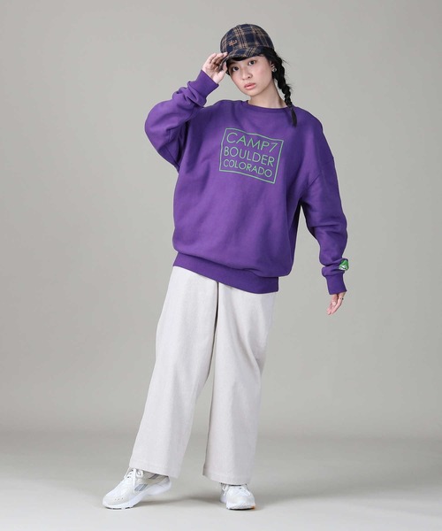 CAMP7（キャンプセブン）の「【CAMP7】スクエアロゴプリントスウェット（スウェット・レディース・ホワイト/ブラック/パープル・M/L）」の15枚目の写真