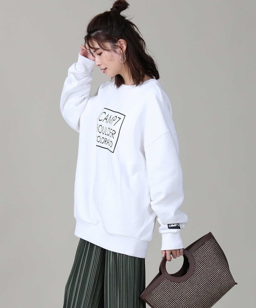 CAMP7（キャンプセブン）の「【CAMP7】スクエアロゴプリントスウェット（スウェット・レディース・ホワイト/ブラック/パープル・M/L）」の7枚目の写真