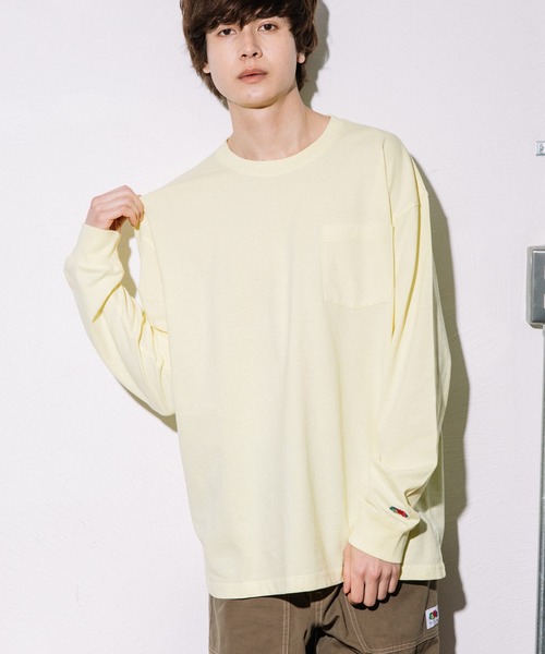 FRUIT OF THE LOOM（フルーツオブザルーム）の「ポケット付きL/S Tシャツ / 長袖 / ロンT / ポケット / 無地 / ユニセックス（Tシャツ/カットソー・メンズ・サックスブルー/ライトパープル/ライトイエロー/ライトピンク・M/L/XL/S）」の3枚目の写真