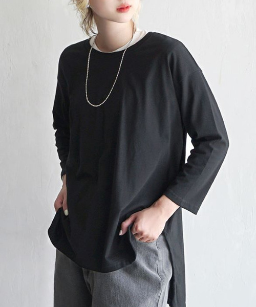 zootie（ズーティー）の「サイドスリット ベーシックプルオーバー（Tシャツ/カットソー・レディース・ホワイト/ベージュ/ブラック・フリー）」の13枚目の写真