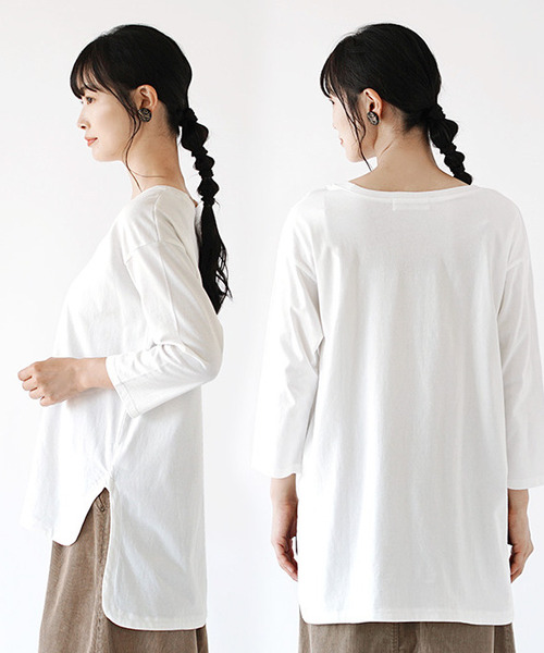 zootie（ズーティー）の「サイドスリット ベーシックプルオーバー（Tシャツ/カットソー・レディース・ホワイト/ベージュ/ブラック・フリー）」の19枚目の写真