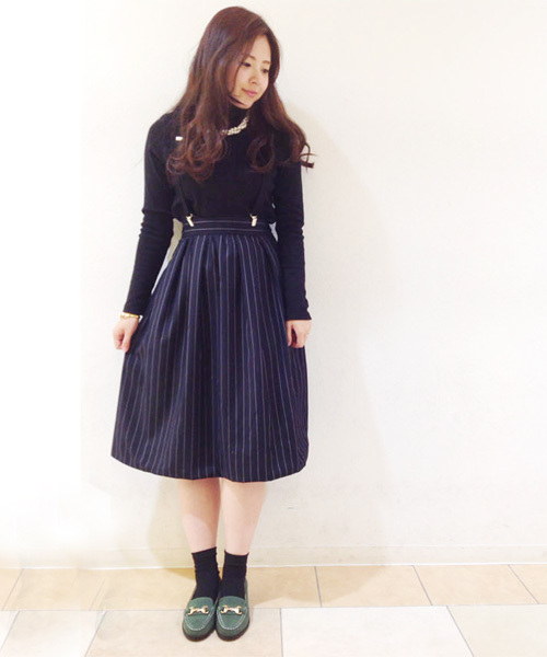 Chico（チコ）の「ストライプミモレSKT（スカート・レディース・ネイビー/グレー・FREE）」の12枚目の写真