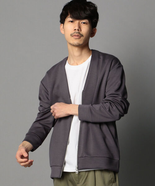 GLOSTER（グロスター）の「ダンボール zipカーディガン（カーディガン/ボレロ・メンズ・チャコールグレー/ライトグレー/ベージュ・L/S/M）」の2枚目の写真