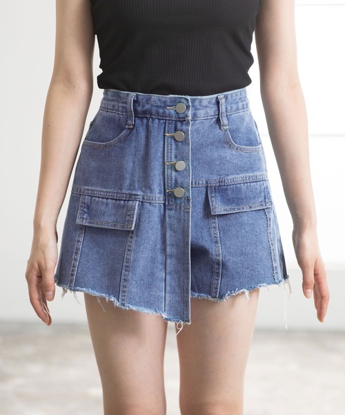 Newlyme(ニューリーミー)の「アシメデザインデニムパンツ(デニムパンツ・レディース・ライトインディゴブルー・SMALL/MEDIUM/LARGE)」の9枚目の写真