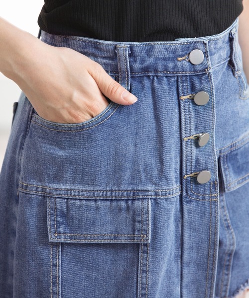 Newlyme(ニューリーミー)の「アシメデザインデニムパンツ(デニムパンツ・レディース・ライトインディゴブルー・SMALL/MEDIUM/LARGE)」の7枚目の写真