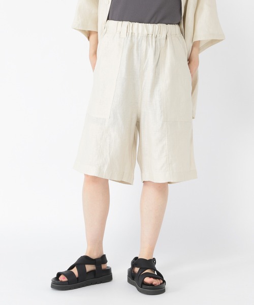 studio CLIP（スタディオクリップ）の「[ユニセックス/WEB限定]リネンイージーハーフパンツ（その他パンツ・レディース・カーキ/ブラック/アイボリー・FREE）」の3枚目の写真
