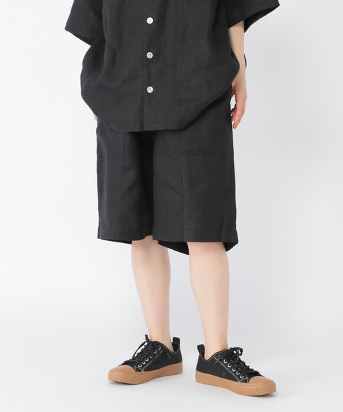 studio CLIP（スタディオクリップ）の「[ユニセックス/WEB限定]リネンイージーハーフパンツ（その他パンツ・レディース・カーキ/ブラック/アイボリー・FREE）」の2枚目の写真