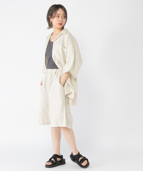 studio CLIP（スタディオクリップ）の「[ユニセックス/WEB限定]リネンイージーハーフパンツ（その他パンツ・レディース・カーキ/ブラック/アイボリー・FREE）」の16枚目の写真