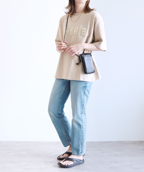 reca（レカ）の「立体ロゴ刺繍Ｔシャツ（Tシャツ/カットソー・レディース・オフホワイト/グレイッシュベージュ/チャコール/カーキ/グレー/ベージュ/ブラック/ベージュ系その他・FREE）」の21枚目の写真