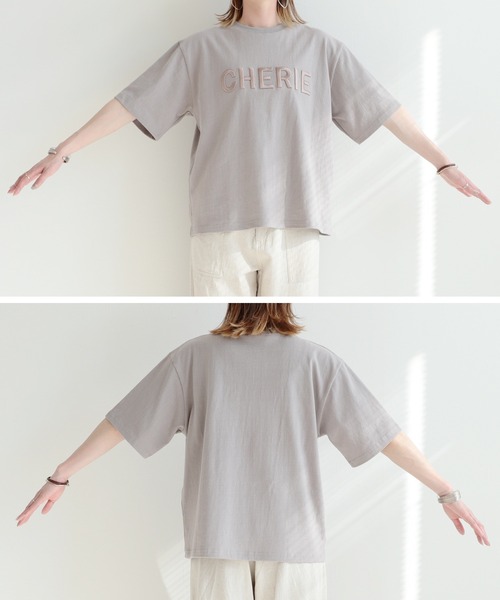reca（レカ）の「立体ロゴ刺繍Ｔシャツ（Tシャツ/カットソー・レディース・オフホワイト/グレイッシュベージュ/チャコール/カーキ/グレー/ベージュ/ブラック/ベージュ系その他・FREE）」の15枚目の写真