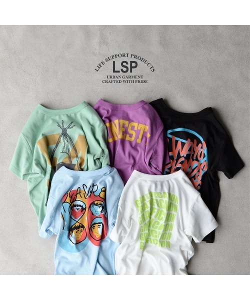 Life Support Products(ライフサポートプロダクツ)の「空紡糸ロゴT(80~150cm)(Tシャツ/カットソー・キッズ・ホワイト/ライトグリーン/ライトブルー/パープル/ブラック・120/80/100/130/150/90/110/140/95)」の12枚目の写真