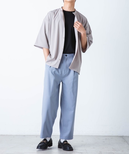 WEGO(ウィゴー)の「WEGO/バンドカラー半袖ビッグシャツ(シャツ/ブラウス・メンズ・ホワイト/ブラック/ベージュ/パープル/グリーン・MEDIUM/LARGE)」の20枚目の写真
