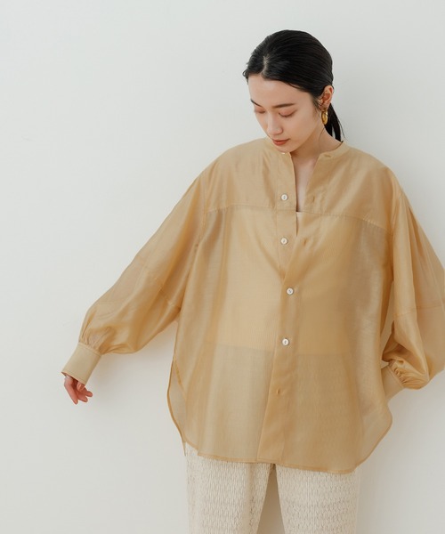 ADAM ET ROPE'(アダムエロペ)の「<洗える>フォルムスリーブシアーシャツ(シャツ/ブラウス・レディース・ブラック/ピンク/イエロー系その他・FREE)」の20枚目の写真