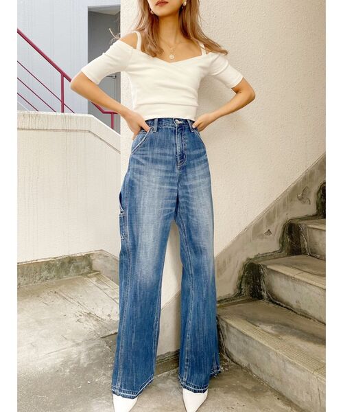 GYDA（ジェイダ）の「ハーフスリーブカシュクールデザインオフショルTOPS（Tシャツ/カットソー・レディース・ブラック/ベージュ/オフホワイト/ミント・FREE）」の12枚目の写真