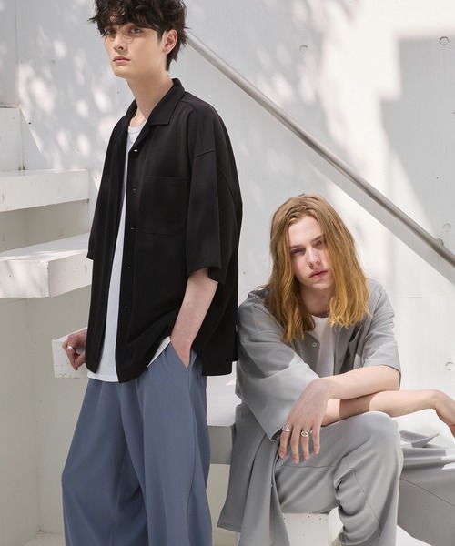 【セール】【セットアップ 2点セット】 ルーズシルエット半袖オープンカラーポケットシャツ & ワンタックルーズワイドバギーパンツ（セットアップ）｜ASTRONOMY（アストロノミー）