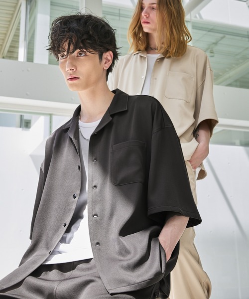 【セール】【セットアップ 2点セット】 ルーズシルエット半袖オープンカラーポケットシャツ & ワンタックルーズワイドバギーパンツ（セットアップ）｜ASTRONOMY（アストロノミー）