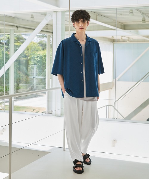 【セール】【セットアップ 2点セット】 ルーズシルエット半袖オープンカラーポケットシャツ & ワンタックルーズワイドバギーパンツ（セットアップ）｜ASTRONOMY（アストロノミー）