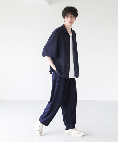 【セール】【セットアップ 2点セット】 ルーズシルエット半袖オープンカラーポケットシャツ & ワンタックルーズワイドバギーパンツ（セットアップ）｜ASTRONOMY（アストロノミー）