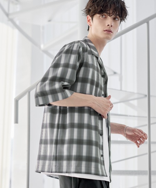 セットアップ 3点セット】防シワ接触冷感リラックスワイドシャツ+天竺