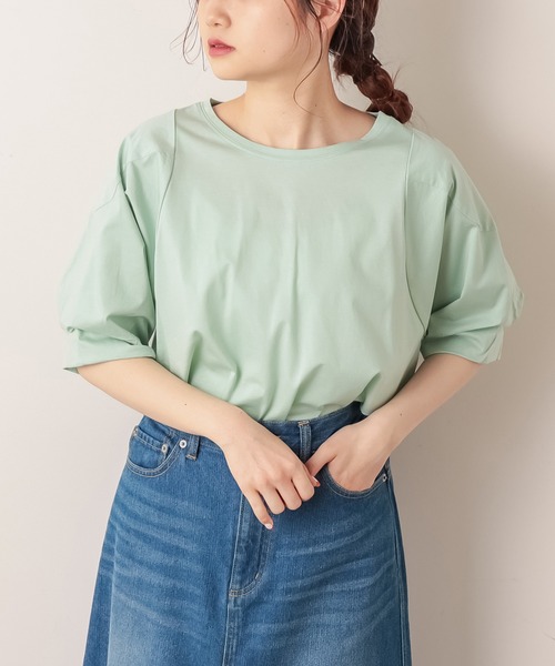 PUAL CE CIN（ピュアルセシン）の「シルケット袖ポリュームプルオーバー（Tシャツ/カットソー・レディース・ブラック/ピンク系その他/ミント/ホワイト・FREE）」の14枚目の写真