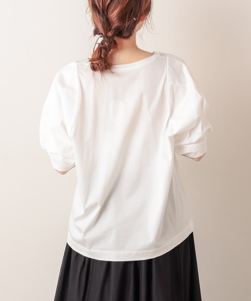 PUAL CE CIN（ピュアルセシン）の「シルケット袖ポリュームプルオーバー（Tシャツ/カットソー・レディース・ブラック/ピンク系その他/ミント/ホワイト・FREE）」の8枚目の写真