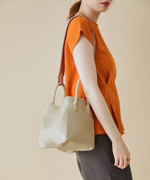 MADEMOISELLE ROPE'（マドモアゼル ロペ）の「【2WAY】ブランケットステッチショルダーミニトートバッグ（ショルダーバッグ・レディース・ブラック/ベージュ/キャメル・FREE）」の20枚目の写真