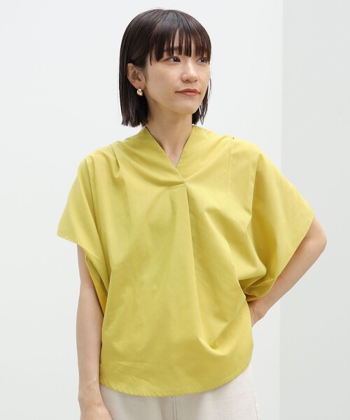 セール】BEAMS HEART / スキッパーネック 異素材ブラウス