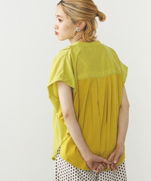 セール】BEAMS HEART / スキッパーネック 異素材ブラウス