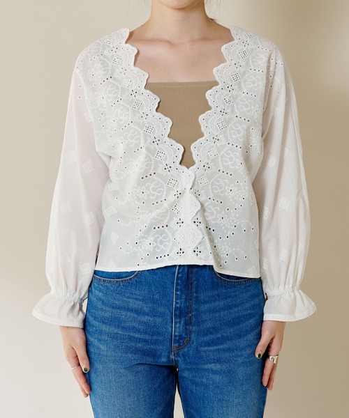 SHENERY（シーナリー）の「ドルマンレースブラウス（シャツ/ブラウス・レディース・ホワイト/ブラック・FREE）」の10枚目の写真