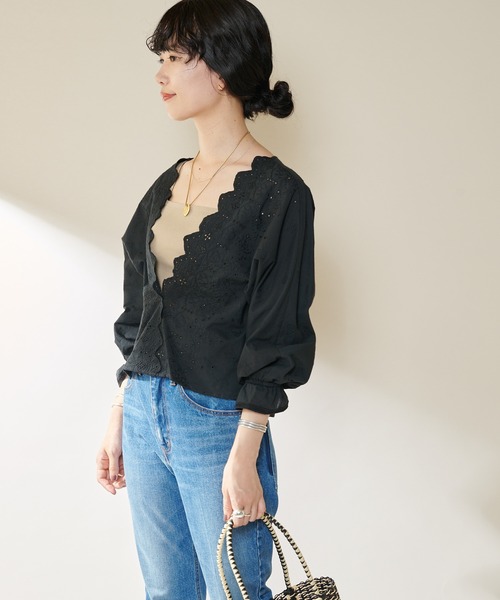 SHENERY（シーナリー）の「ドルマンレースブラウス（シャツ/ブラウス・レディース・ホワイト/ブラック・FREE）」の5枚目の写真