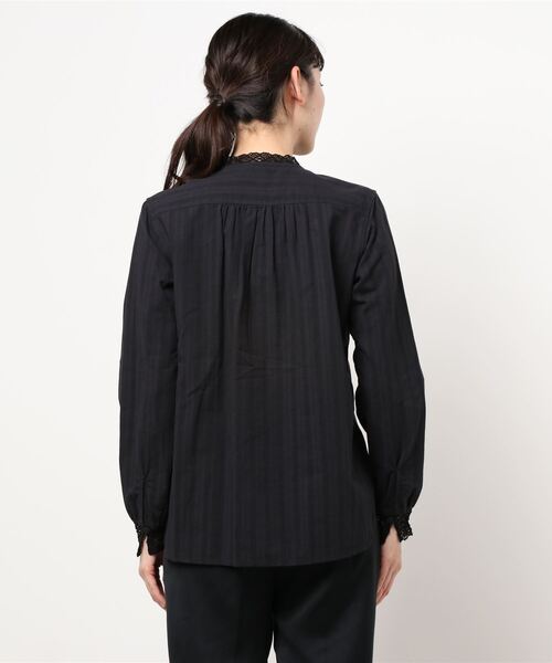 GRANDMA MAMA DAUGHTER（グランマママドーター）の「∴【GRANDMA MAMA DAUGHTER / グランママドーター】カラミドビーレースフリルシャツ TS2012481（シャツ/ブラウス・レディース・ブラック/イエロー・1/0）」の4枚目の写真