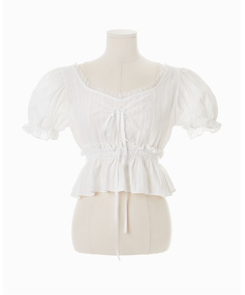 chuu（チュー）の「CHUU シャーリングブラウス（シャツ/ブラウス・レディース・アイボリー/ブラック・FREE）」の16枚目の写真