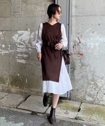 deux amour | サイドプリーツドッキングワンピース(シャツワンピース)