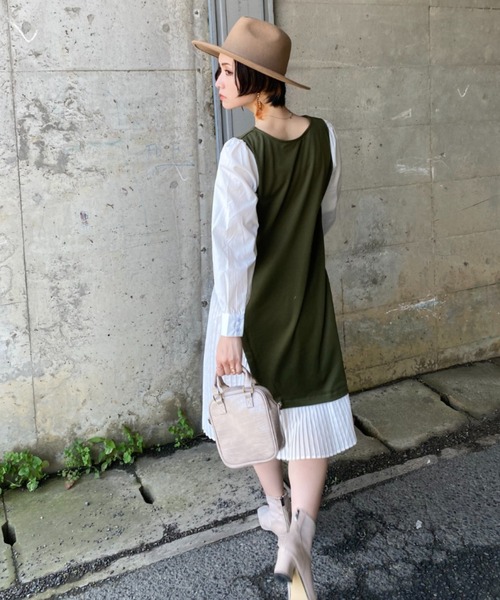 deux amour（ドゥーザムール）の「サイドプリーツドッキングワンピース（シャツワンピース・レディース・ブラック/ブラウン/カーキ・MEDIUM）」の18枚目の写真