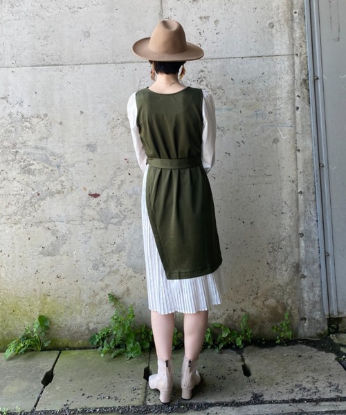 deux amour（ドゥーザムール）の「サイドプリーツドッキングワンピース（シャツワンピース・レディース・ブラック/ブラウン/カーキ・MEDIUM）」の7枚目の写真