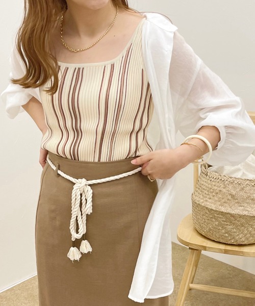 apres jour clair（アプレジュールクレア）の「【apres jour clair】マルチストライプニットタンク【ZOZOTOWN限定アイテム】（タンクトップ・レディース・ミント/ブラウン系その他/ベージュ・X-LARGE/フリー）」の8枚目の写真