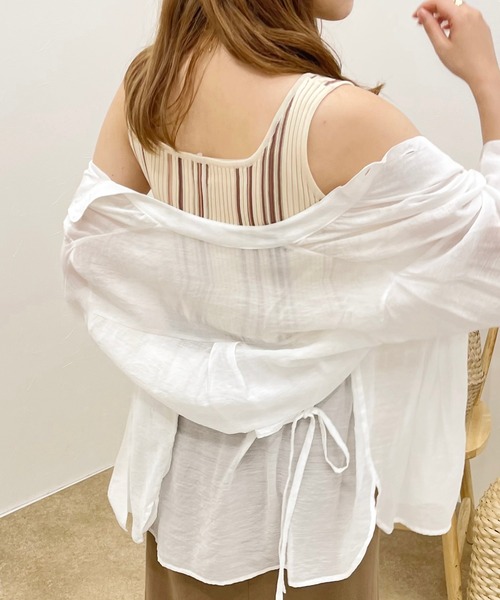 apres jour clair（アプレジュールクレア）の「【apres jour clair】マルチストライプニットタンク【ZOZOTOWN限定アイテム】（タンクトップ・レディース・ミント/ブラウン系その他/ベージュ・X-LARGE/フリー）」の9枚目の写真