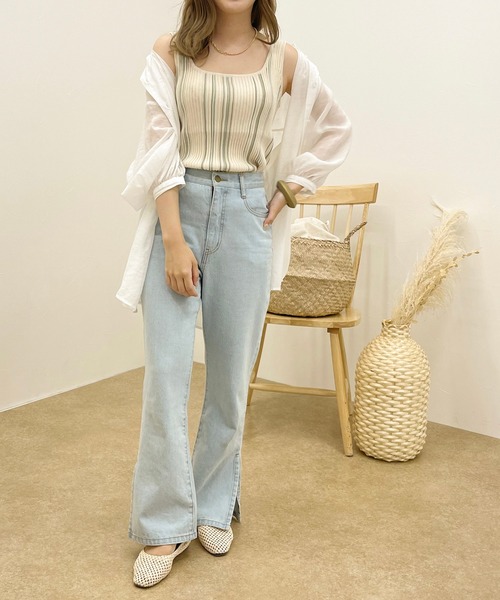 apres jour clair（アプレジュールクレア）の「【apres jour clair】マルチストライプニットタンク【ZOZOTOWN限定アイテム】（タンクトップ・レディース・ミント/ブラウン系その他/ベージュ・X-LARGE/フリー）」の14枚目の写真